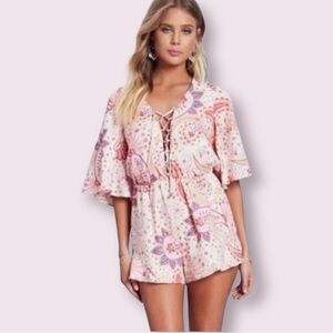 Lovers + Friends Pink Paisley Romper NWOT Size S